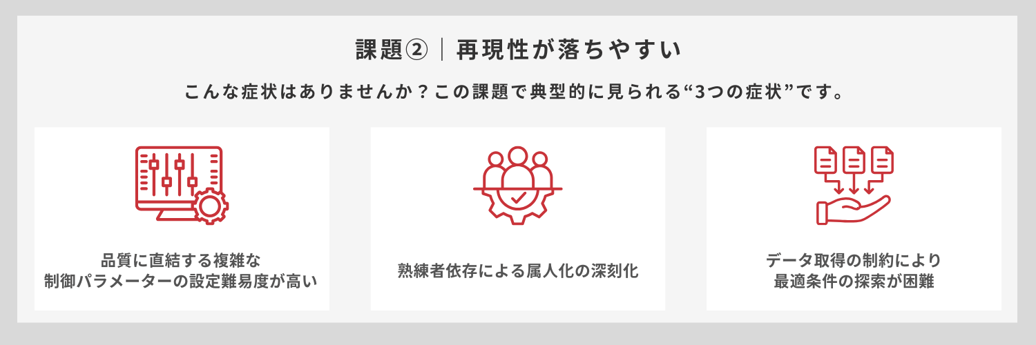製造業AI活用が効く課題② 再現性が落ちやすい